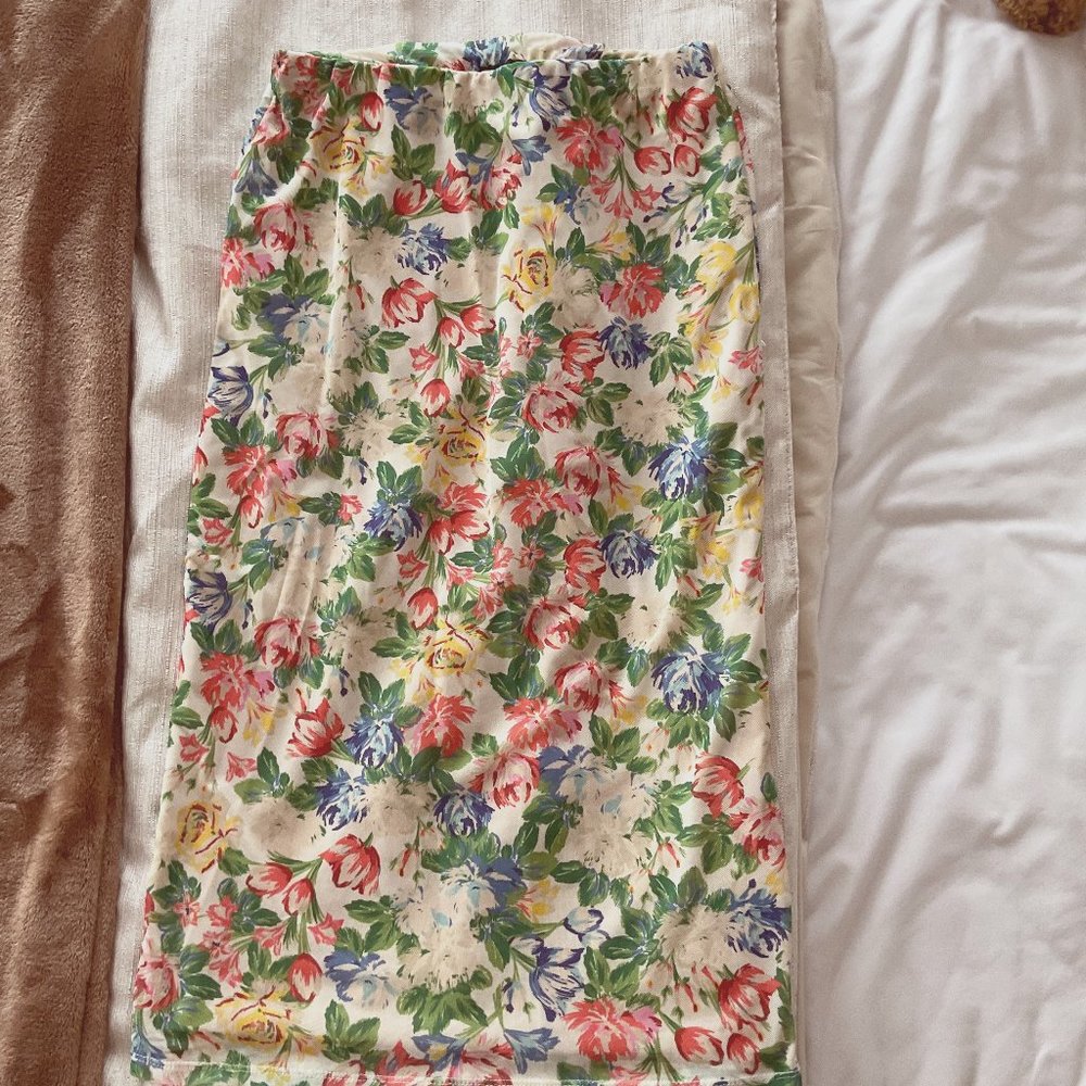 Long Floral Print Skirt